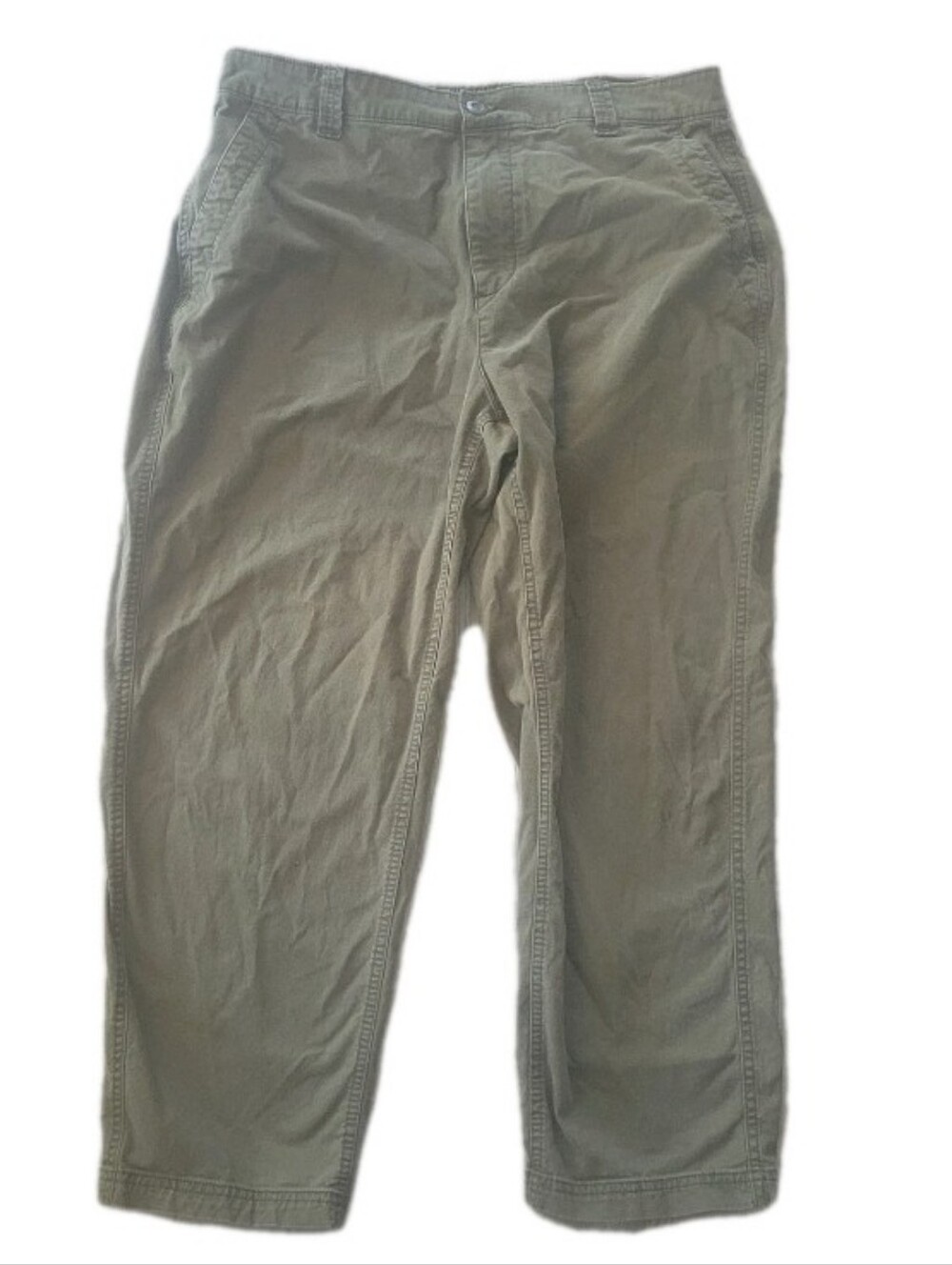 Old Navy Size L High-Rise OG Chino Pants Green Olive Cotton Strech Elastic Waist